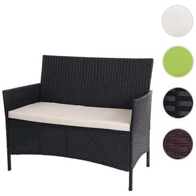 Serie Halden Per L'esterno Divano Sofa 2 Posti Polyrattan Antracite Con Cuscino Avorio