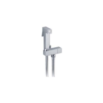 Kit Idroscopino Quadro In Ottone Cromato Con Rubinetto, Supporto E Flex 120 Cm