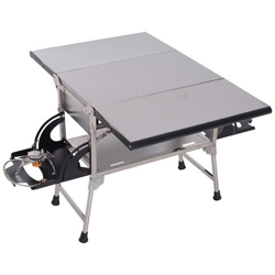 Tavolino Barbecue Bbq Portatile Con Fornello A Gas Pieghevole In Alluminio, Argento, 104.2x85.5x55cm en oferta