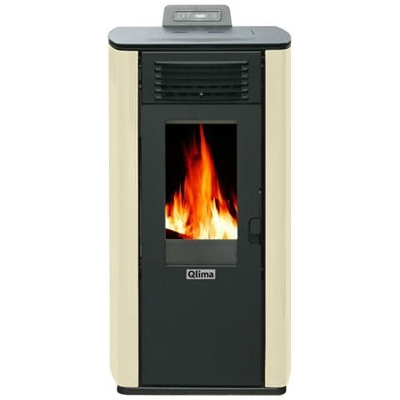 Stufa Pellet Qlima Eleonora 74 Da 8,24 Kw Riscaldamento Casa Ufficio Ivory