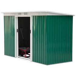 Casetta Porta Attrezzi Da Giardino Verde In Lamiera Di Ferro 277x130x173cm en oferta