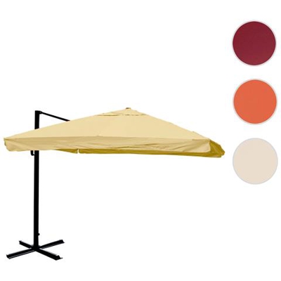 Ombrellone Parasole Hwc-a96 3,5x3,5m Alluminio Con Volante Avorio Girevole Senza Base