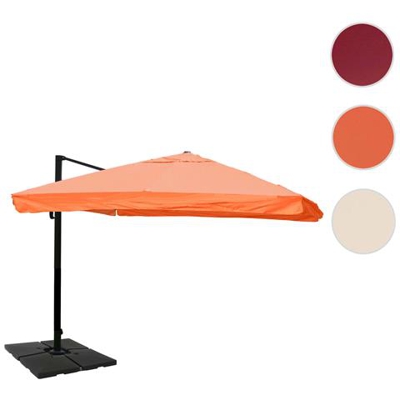 Ombrellone Parasole Hwc-a96 3x4m Alluminio Con Volante Arancio Girevole Con Base