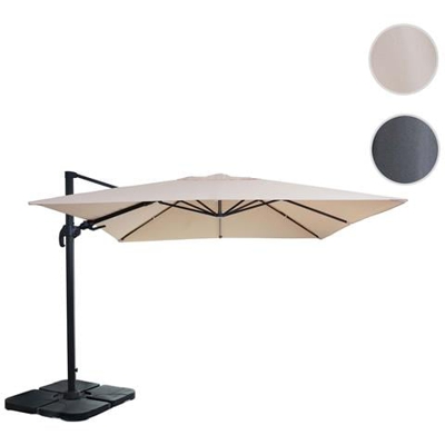 Ombrellone Parasole Hwc-a96 Orientabile 3x3m Avorio Girevole Con Base