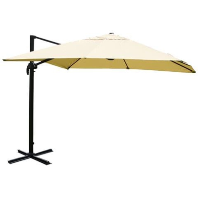 Ombrellone Parasole Hwc-a96 3,5x3,5m Alluminio Avorio Girevole Senza Base