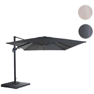 Ombrellone Parasole Hwc-a96 Orientabile 3x3m Alluminio Antracite Girevole Con Base