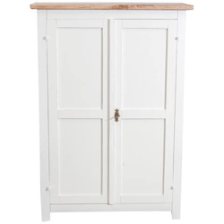 Stipetto Country In Legno Massello Di Tiglio Struttura Bianca Anticata Piano Finitura Naturale 68x25x98 Cm características