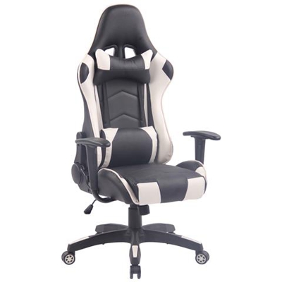 Sedia Gaming Miracle V2 in Similpelle - Sedia Racing 2 Cuscini - Poltrona Girevole con Max Carico 150Kg - Sedia Gamer Regolabile 47-57cm Nero / Bianco