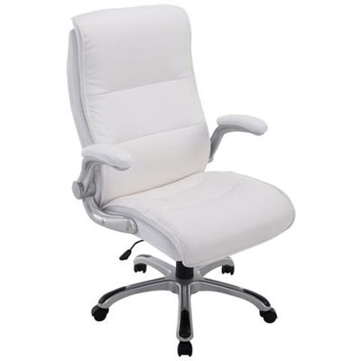 Sedia Ufficio XXL Villach in Similpelle I Poltrona Studio con Braccioli Reclinabili I Poltrona Ergonomica Regolabile con Portata 150 kg Bianco