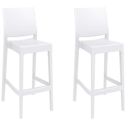 Set 2 Sgabelli Bar Maya Impilabili In Polipropilene - Coppia Sedie Sgabello Alte Outdoor Con Schienale Bancone H75CM con Poggiapiedi Bianco precio