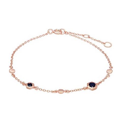 Braccialetto Con Zaffiro Blu, Ispirato A Nido D'ape, In Oro Rosa 9 Carati, 0,31 Ct