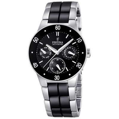 Sra. multfun. ace. esf. negro. Orologi Donna F16530/2