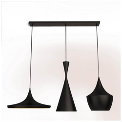 Lampada A Sospensione Metal Black, Lampadario, Da Soffitto, Nero, Oro In Metallo, Vernice, 100 X 36 X 109 Cm, 3 X E27, Max 100w en oferta