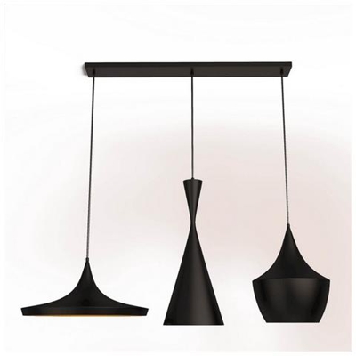 Lampada A Sospensione Metal Black, Lampadario, Da Soffitto, Nero, Oro In Metallo, Vernice, 100 X 36 X 109 Cm, 3 X E27, Max 100w