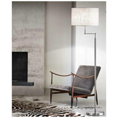 Piantana cromo spazzolato con paralume in tessuto