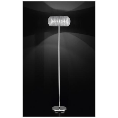 Piantana cromo lucido con paralume in tessuto