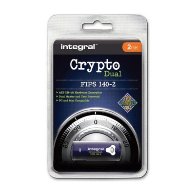Crypto Dual 140-2 2GB USB 2.0, USB 2.0, Type-A, Cuffia, Blu, 256-bit AES, Antipolvere, Antigraffio, Resistente all’acqua
