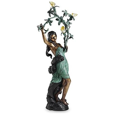 Statua in bronzo completa di paralumi Tiffany