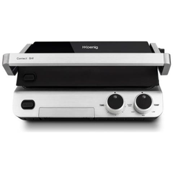 H. koenig Gr70 Bistecchiera-panini Maker-grill, Superficie Di Cottura 30x25cm, Design Compatto, Manico Ergonomico, Acciaio Inox, 2000w características
