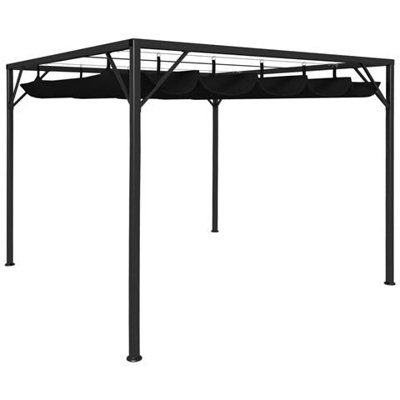 Gazebo Da Giardino Con Tetto A Scomparsa 3x3 M Antracite