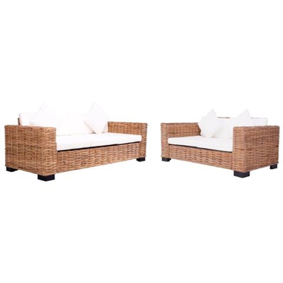 Set Di Divani Da Giardino Con Cuscini 2 Pz In Rattan Naturale