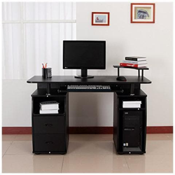 Scrivania per computer scrivania ufficio porta pc con ripiani tastiera 120x55x85cm nero en oferta