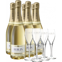 PACK 6 BOTTIGLIE CHAMPAGNE H. BLIN - BLANC DE BLANCS + 6 FLUTE en oferta
