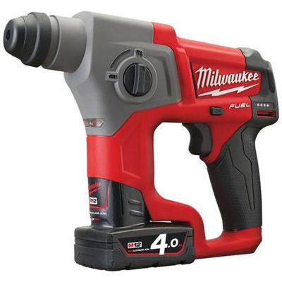 Trapano A Percussione Milwaukee M12 Sds-plus Ch-402x - 2 Batterie 12v 4.0 Ah - 1 Caricabatterie C12c 4933446049