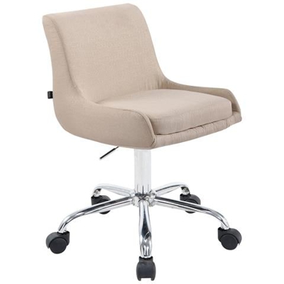 Sedia Sgabello da Lavoro con Ruote Club in Tessuto - Sedia Lavoro Studio Ambulatorio Estetista Regolabile e Girevole a 360° Crema