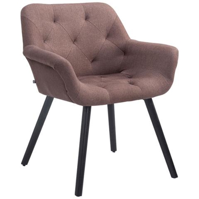 Sedia Attesa Cassidy in Tessuto E Legno | Poltroncina Imbottita Conferenze, con Braccioli, Alt. Seduta 45 cm I Carico Max 150KG Marrone Base Legno: Nero