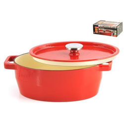 Cocotte Ovale 2 Maniglie con Coperchio ad Induzione 33 cm Rosso precio