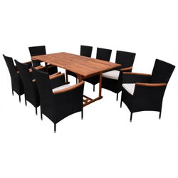 17 Pz Set Mobili Da Giardino In Polirattan Nero precio