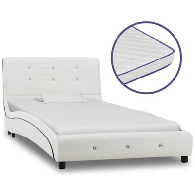 Letto Con Materasso Memory Foam Bianco In Similpelle 90x200 Cm