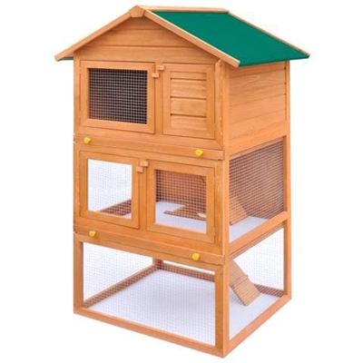 Gabbia Coniglio All'aperto Per Piccoli Animali Domestici 3 Piani Legno