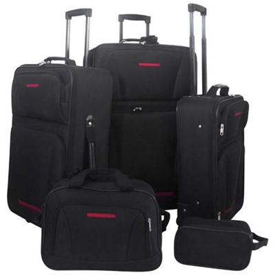 Set Da Viaggio Trolley E Borse 5 Pz Nero