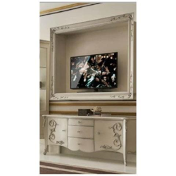 Porta Tv + Mobile Tv Sospeso In Legno - Bombato Con Intarsio L 166 P 44 H 68 - L 144 P 30 H 110 características