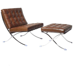 Imagen de Poltrona Bauhaus Ispirata Barcelona Vintage Con Pouff | Vera Pelle Italiana al mejor precio Poltrona Bauhaus Ispirata Barcelona Vintage Con Pouff | Vera Pelle Italiana características