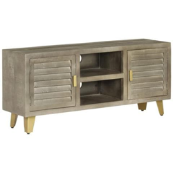 Mobile Tv Legno Massello Di Mango Grigio E Ottone 110x30x48cm en oferta