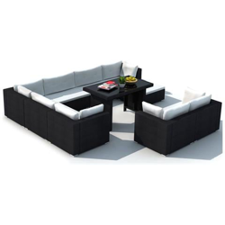 Set 28 Pz Mobili Da Esterno Salone Giardino In Polirattan Nero en oferta