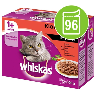 Whiskas 1+ buste 96 x 100 g - Selezione Carni Bianche in Salsa