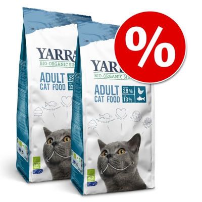 Set Risparmio! 2 x Yarrah Bio crocchette per gatti - Pollo bio & Pesce senza cereali (2 x 2,4 kg)