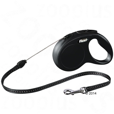Guinzaglio avvolgibile a corda flexi New Classic S, 5 m - Nero