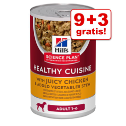 9 + 3 gratis! 12 x 354 g Hill's Science Plan Healthy Cuisine Spezzatino - Adult 1-6 Pollo e Verdure en oferta