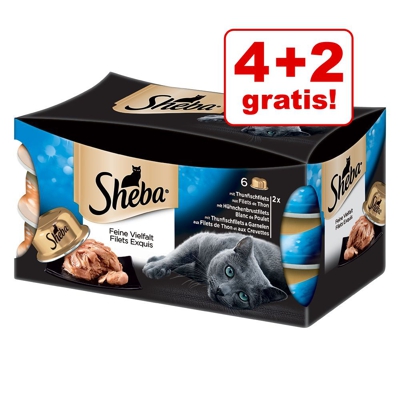 4 + 2 gratis! 6 x 80 g Sheba Tresor misto - 3 gusti assortiti
