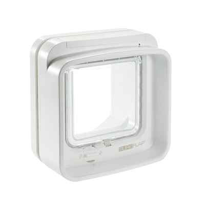 Gattaiola SureFlap DualScan con Microchip - Adattatore per porta di vetro e parete bianco
