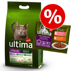 Set misto Ultima Cat Sterilized - 3 kg Sterilized Salmone + 4 x 85 g umido características
