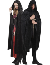 Mantello nero effetto velluto adulto Halloween en oferta