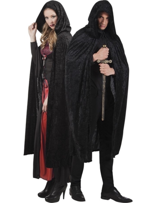 Mantello nero effetto velluto adulto Halloween