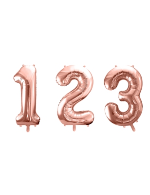Palloncino con numero  in alluminio oro rosa 86 cm