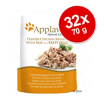 Set Risparmio! Applaws Buste in Jelly 32 x 70 g - Mix di Tonno: 16 x Tonno + 16 x Tonno con Salmone